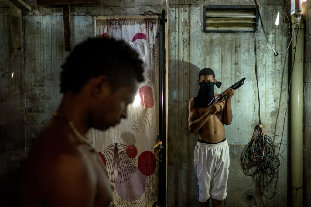 Charmuco, aged 23, and Reto, aged 16.
People only moved to Potrero Grande about 10 years but the neighbourhood is already considered one of the most troubled in the country. Extreme poverty, unemployment and lack of opportunities have propelled the area into a downward spiral of widespread drugs abuse, deadly violence and deeply rooted social problems.