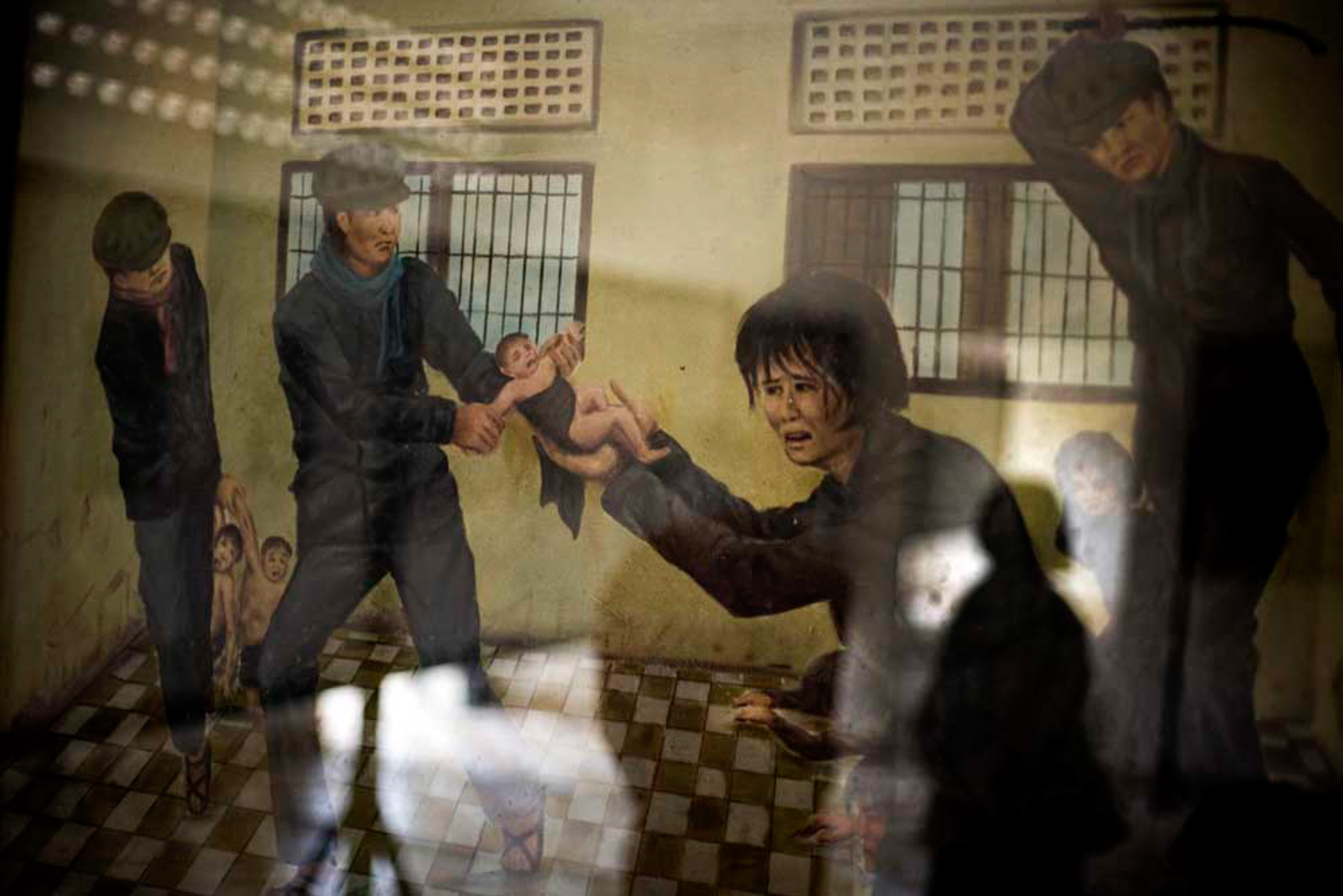 Cambodia_Legacy-29-2 Cambodia, Phnom Penh: Vann Nath's painting exhibited in Tuol Sleng Museum. He is one of the seven people that survived after to be passed by S-21.