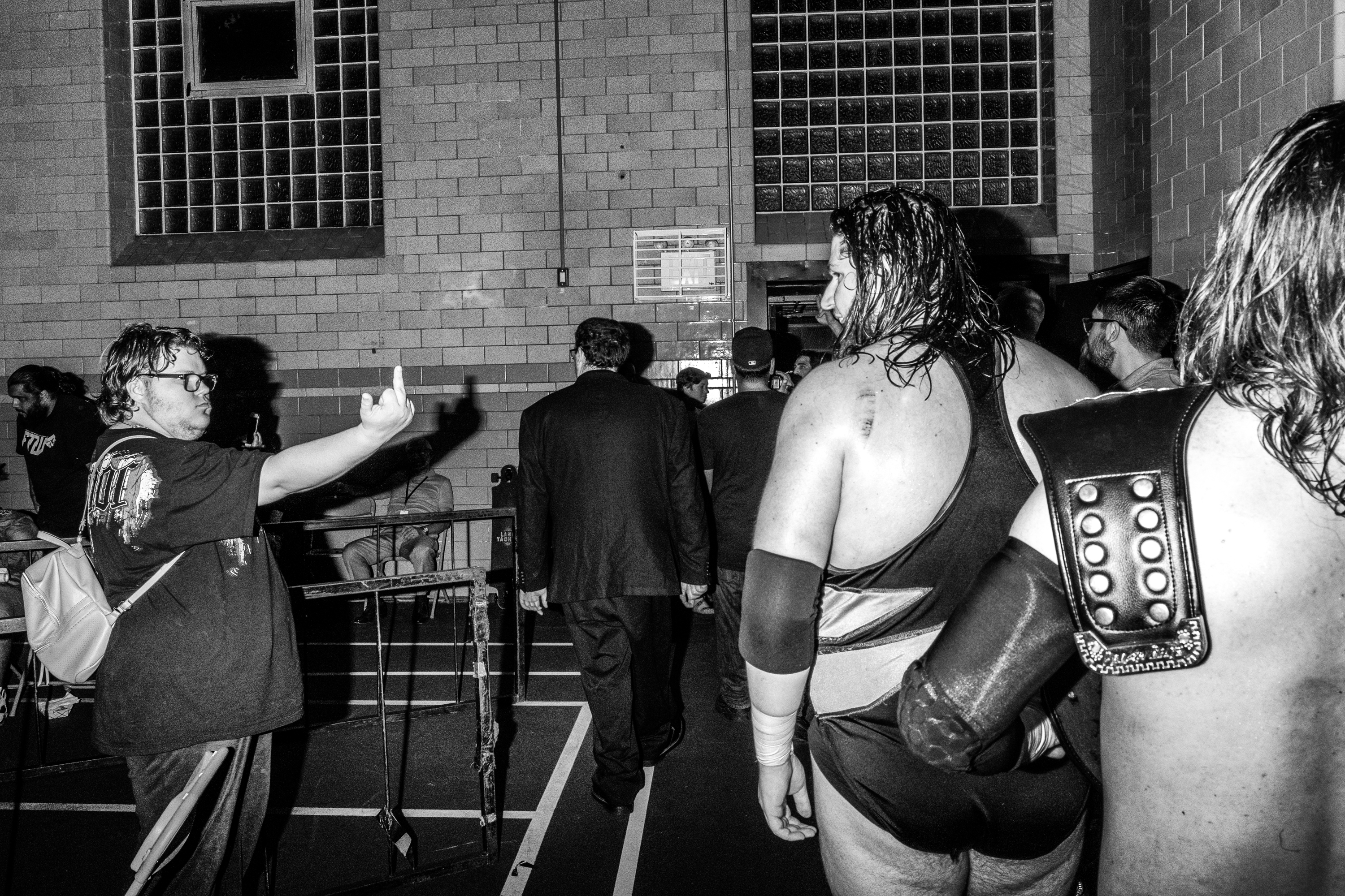 The Most Precious Blood Church 
2739 Harway Ave
Brooklyn, New York, United States
One of the fans flipping off one of the wrestlers.